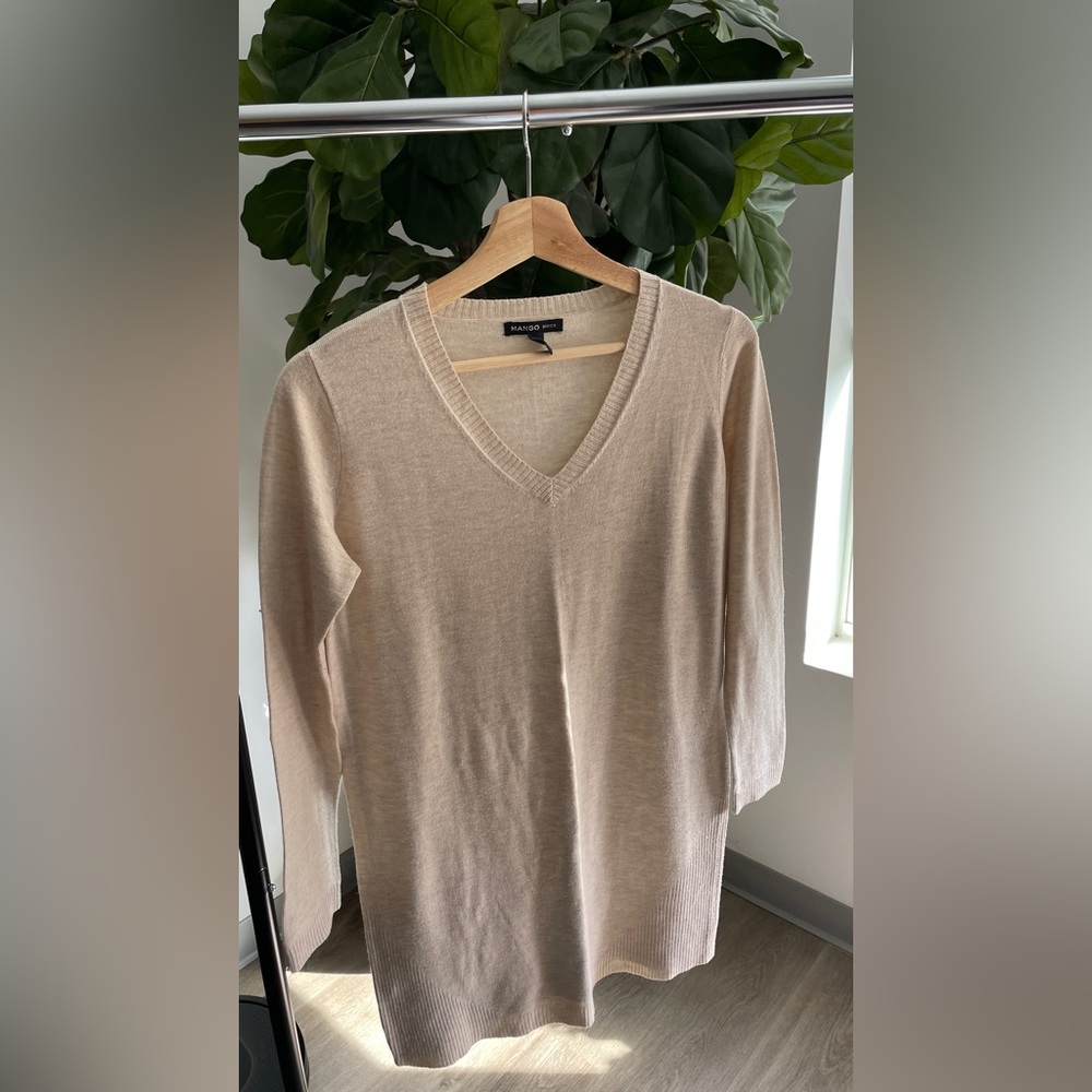 Mango Basics Soft Beige Knit Top